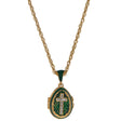 Green Enamel Crystal Cross Royal Egg Pendant Necklace in Green color, Oval shape