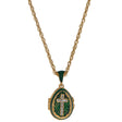 Green Enamel Crystal Cross Royal Egg Pendant Necklace in Green color Oval