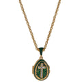 Green Enamel Crystal Cross Royal Egg Pendant Necklace in Green color Oval