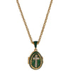 Green Enamel Crystal Cross Royal Egg Pendant Necklace 20 Inches in Green color, Oval shape