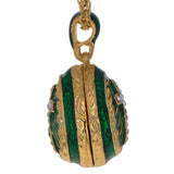 Green Enamel Crystal Cross Royal Egg Pendant Necklace ,dimensions in inches: 0.9 x 0.6 x 0.6