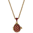 Lattice on Red Enamel with Heart Charm Royal Egg Pendant Necklace 20 Inches in Red color, Oval shape