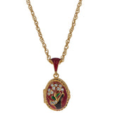 Flower Basket Royal Egg Pendant Necklace 20 Inches in Multi color, Oval shape