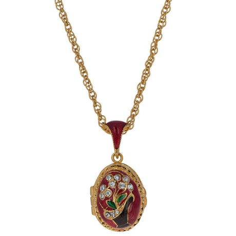 Flower Basket Royal Egg Pendant Necklace 20 Inches in Multi color Oval
