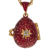 Red Enamel Crystal Cross with Heart Charm Royal Egg Pendant Necklace ,dimensions in inches: 0.75 x 0.5 x 0.5