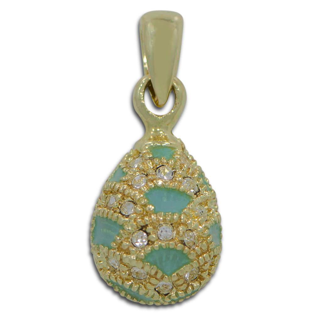 Pewter Crystal Spring Drop Miniature Royal Egg Pendant in Multi color Oval