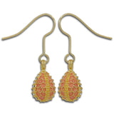 Peach Drop Enameled Egg Earrings in Multi color, Oval shape