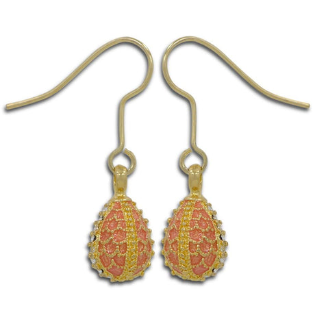 Peach Drop Enameled Egg Earrings in Multi color, Oval shape