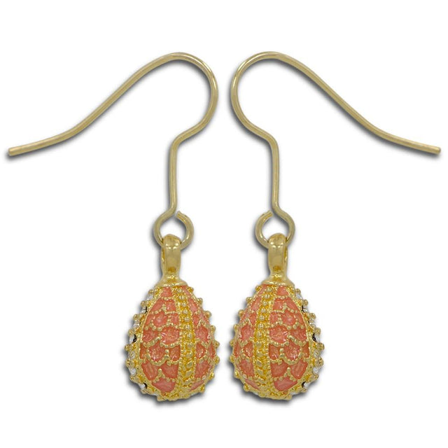Peach Drop Enameled Egg Earrings in Multi color, Oval shape