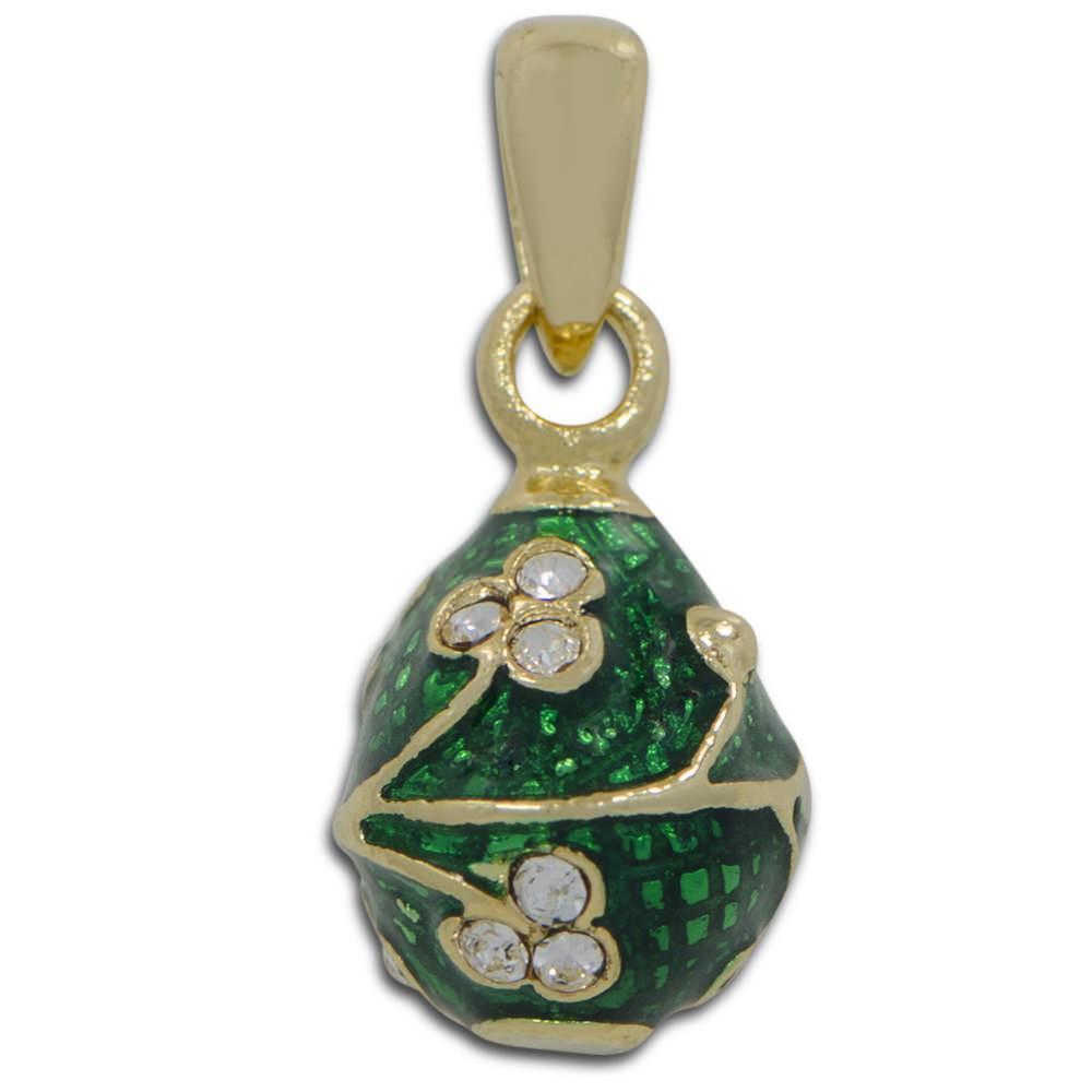Green Clover Miniature Royal Egg Pendant in Green color Oval
