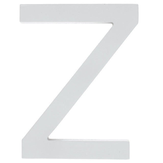 Arial Font White Painted MDF Wood Letter Z (6 Inches) in White color,  shape
