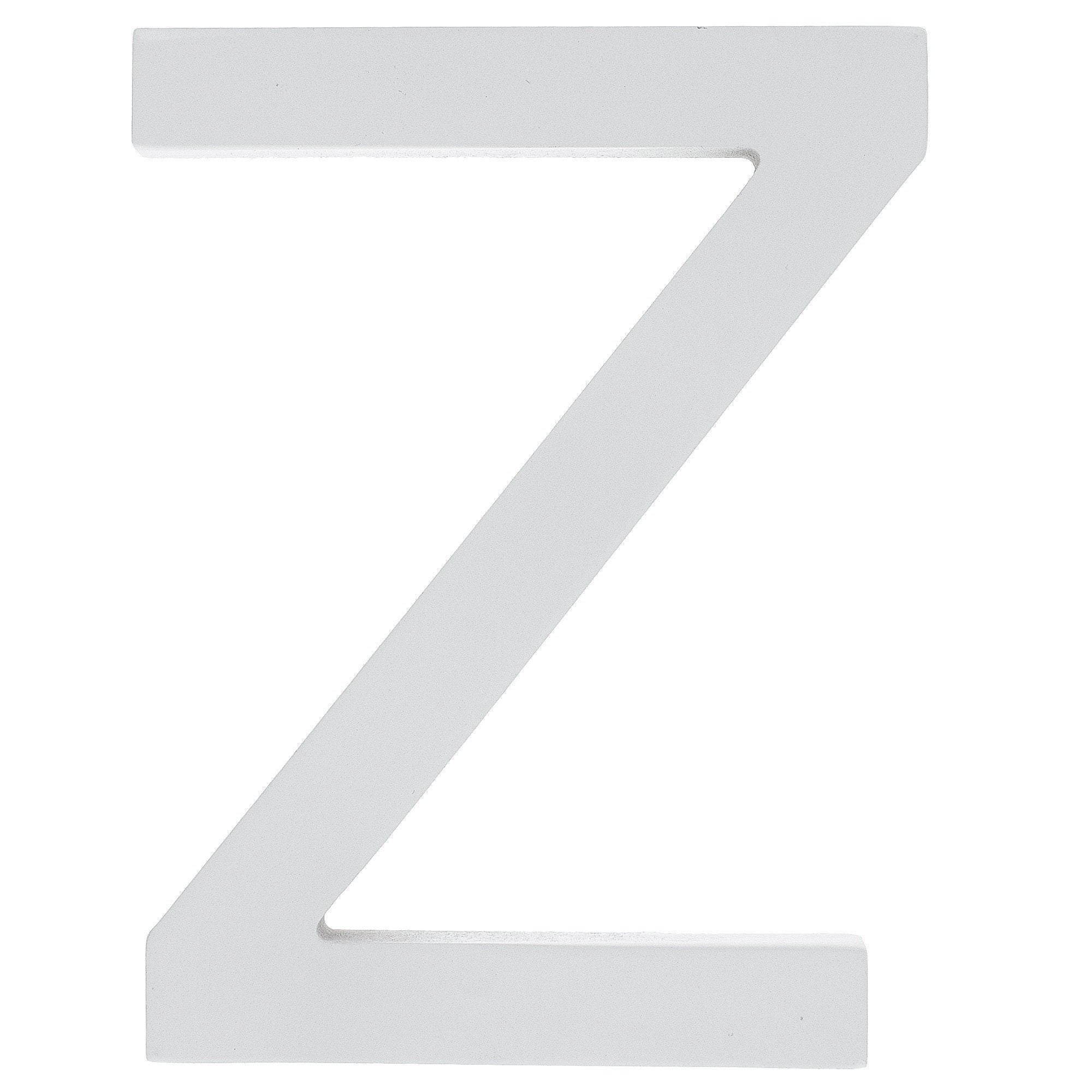 Arial Font White Painted MDF Wood Letter Z (6 Inches) in White color
