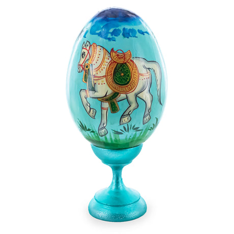Royal Horse Wooden Easter Egg in Multi color Oval