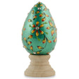 Jeweled Green Flowers Wooden Easter Egg in Green color Oval