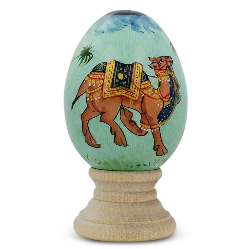 Royal Camel Wooden Easter Egg in Multi color, Oval shape