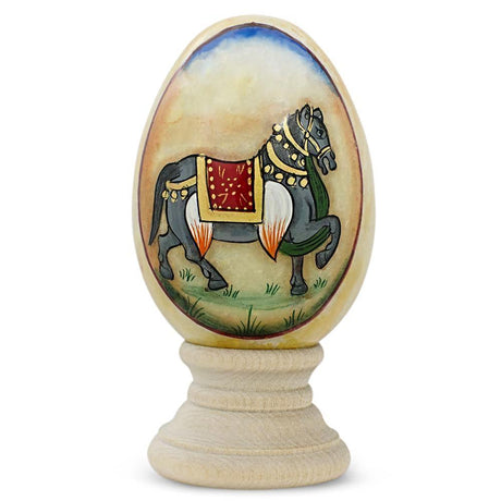 Royal Horse Marble Stone Easter Egg in Multi color, Oval shape