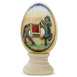 Royal Horse Marble Stone Easter Egg in Multi color Oval