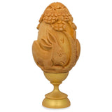 Hand Carved Bunny Wooden Easter Egg in Multi color Oval