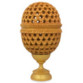 Hand Carved Hollow Wooden Easter Egg in Multi color Oval
