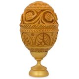 Hand Carved Grape Vines Wooden Easter Egg in Multi color Oval
