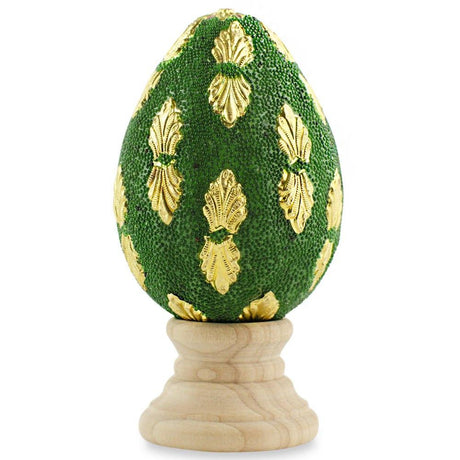Golden Leaves Wooden Easter Egg in Multi color Oval