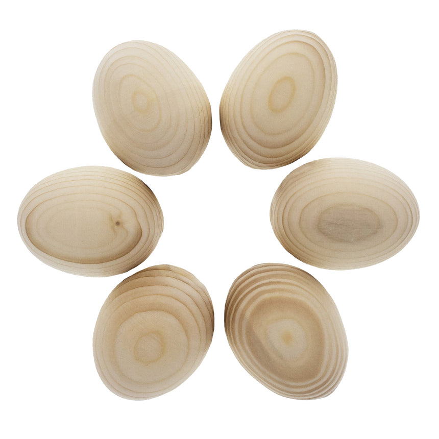6 Unfinished Unpainted Raw Ukrainian Wooden Easter Eggs DIY Craft in Beige color Oval