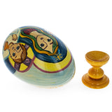 Mary and Jesus Large Wooden Hand Painted Icon Easter EggUkraine , dimensions in inches: 6.4 x 3 x 3