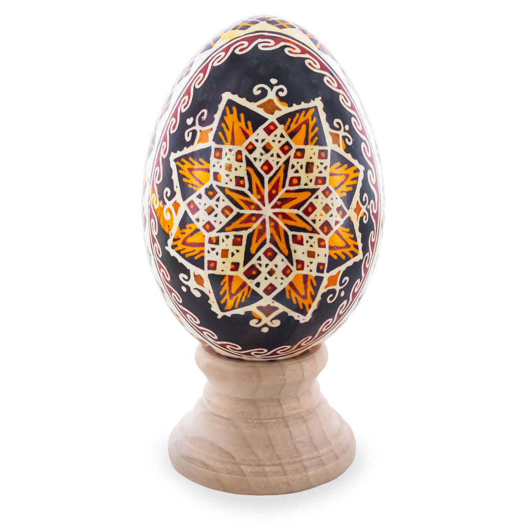 Star Goose Real Blown Out Ukrainian Easter Egg in Red color Oval