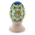 Rustic Green Star Blown Real Eggshell Ukrainian Easter Egg Pysanka in Green color Oval