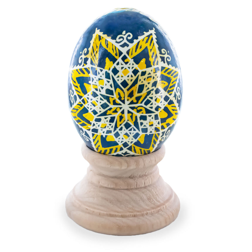 Rustic Green Star Blown Real Eggshell Ukrainian Easter Egg Pysanka in Green color Oval