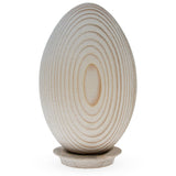 Extra Large Goose Size Unfinished Unpainted Wooden Eggs on a Stand 4.6 Inches in Beige color, Oval shape