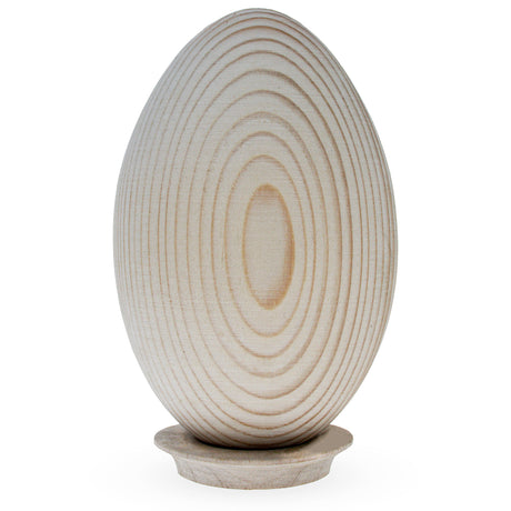 Wood Extra Large Goose Size Unfinished Unpainted Wooden Eggs on a Stand 4.6 Inches in Beige color Oval
