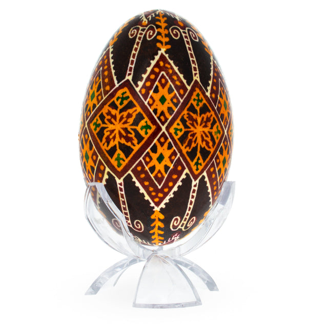 Rhombus Goose Size Real Blown out Ukrainian Easter Egg 3.25 Inches in Multi color, Oval shape